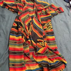 Colorful Serape Stripe Shawl/Shirt Western
